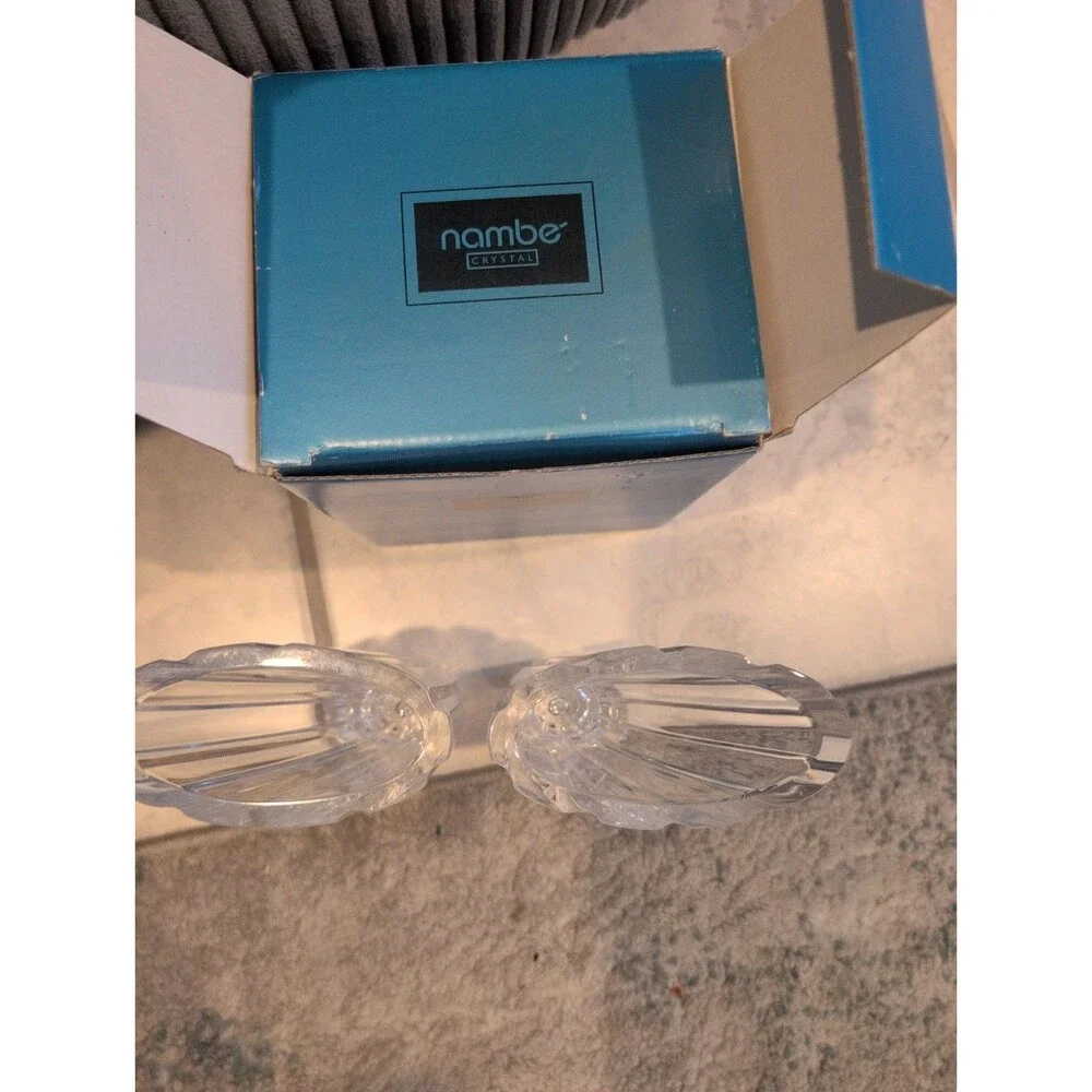 Pair of Nambe Lead Crystal Swoop 6